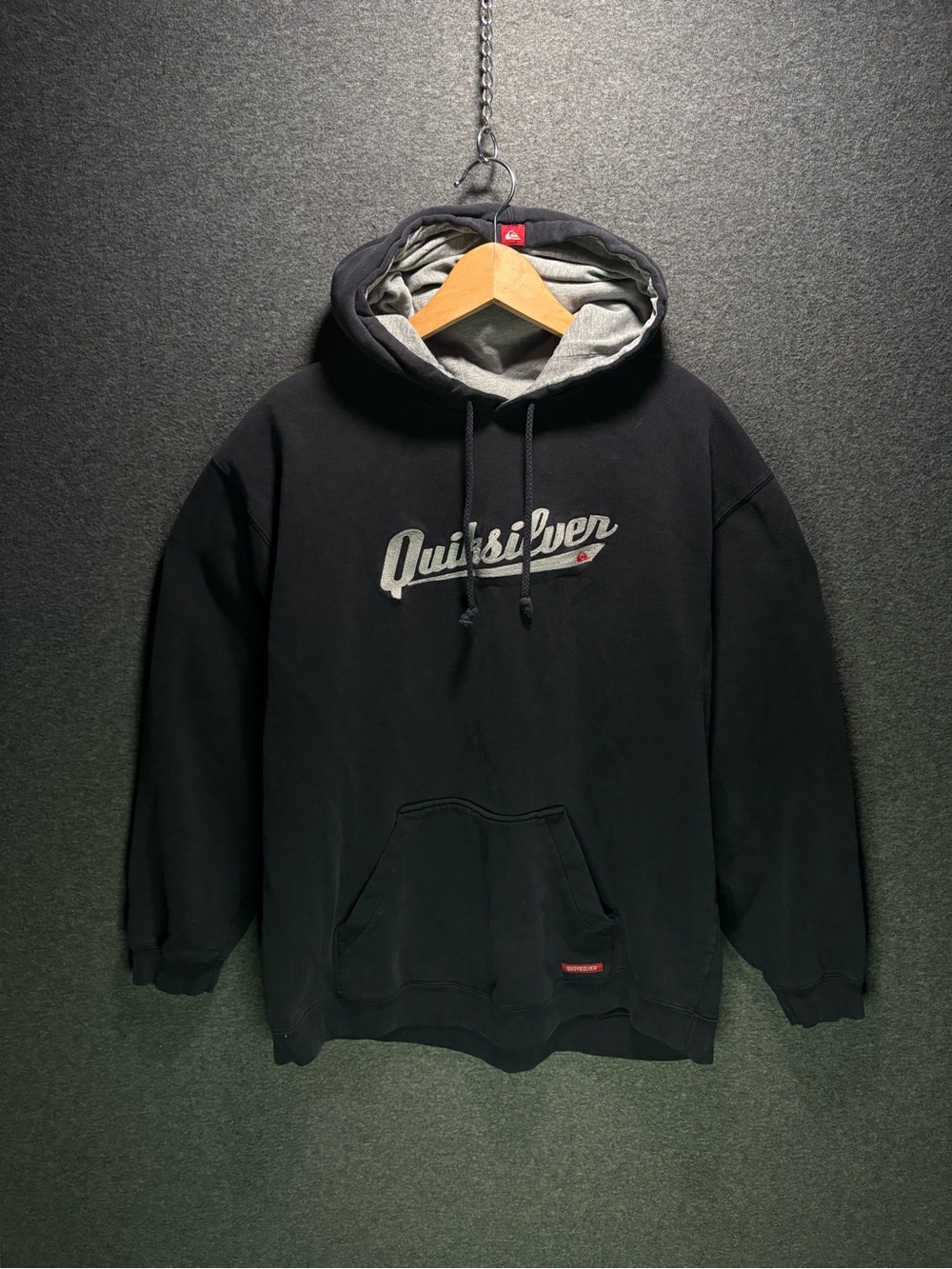 Vintage Quiksilver Embroidered Script Logo Hoodie Black Men's XL